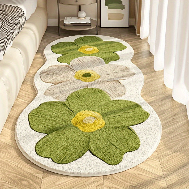 1000G Imitation Velvet Sheep 10mm Cute Transparent Flower Mat, Soft Fluffy Mat at the Bedside, Light Luxury Living Room Decorative Mat, Non-Slip Mat, Suitable for Corridors, Study Rooms and Cloakrooms.