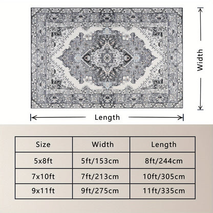Floral Printed Carpet, Bohemian Style Carpet, Washable Carpet Anti-Slip Indoor Entrance Carpet, Bohemian Tribal Kitchen Carpet, Vintage Traditional Carpet, Suitable for Living Room, Bedroom, Office And Porch Front Door Entrance, Home Decoration