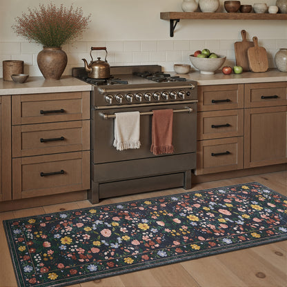 1pc Vintage Floral Mat - Non-Slip, Machine Washable Low Pile Runner for Kitchen, Living Room, Bedroom, Dining Room, Playroom - Boho Style 2x3 Entryway Mat, 2x6 Runner, 8x10 Large Area Indoor Mat - Kids & Pets Friendly In Beige, Green, Black & Pink