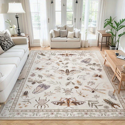 Washable Area Rugs for Living Room, Modern Print Rug for Bedroom Non Slip Floral Vintage Print Rug Low Pile Carpet for Dining Playroom Home Decor, Sage Green\u002F Dark Green\u002F Black\u002F Beige, 4×6\u002F 5×7\u002F 6×9 Feet