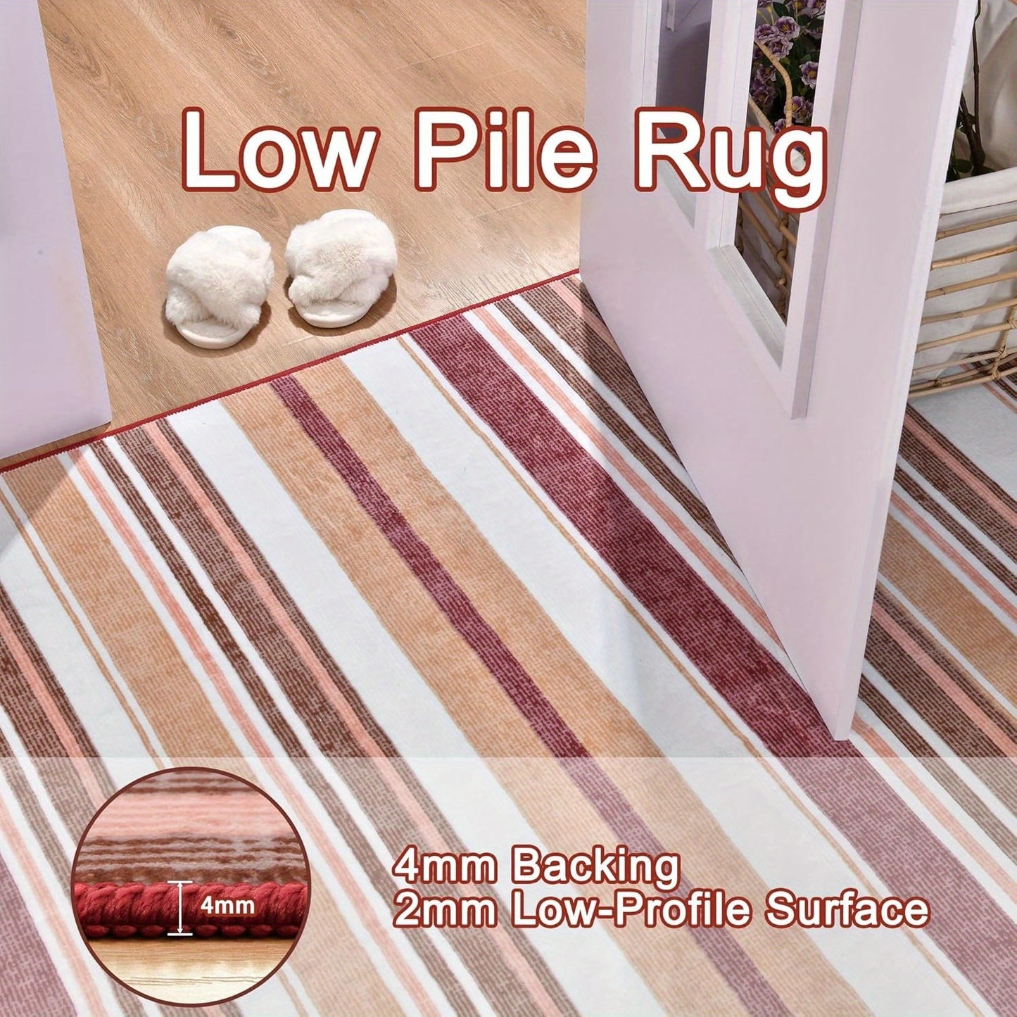 Area Mat, short pile striped vintage Mat, 5x8\u002F6×9 feet, red\u002Fgrey\u002Fblue\u002Fgreen, washable non-slip Mat, retro stripe print Mat, suitable for dining room, bedroom, wedding gift, home decor