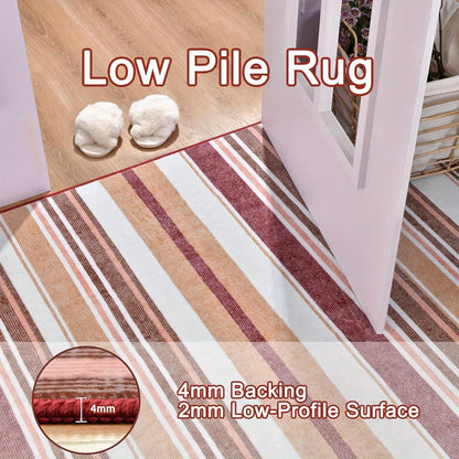 Area Mat, short pile striped vintage Mat, 5x8\u002F6×9 feet, red\u002Fgrey\u002Fblue\u002Fgreen, washable non-slip Mat, retro stripe print Mat, suitable for dining room, bedroom, wedding gift, home decor