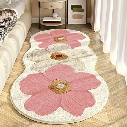 1000G Imitation Velvet Sheep 10mm Cute Transparent Flower Mat, Soft Fluffy Mat at the Bedside, Light Luxury Living Room Decorative Mat, Non-Slip Mat, Suitable for Corridors, Study Rooms and Cloakrooms.