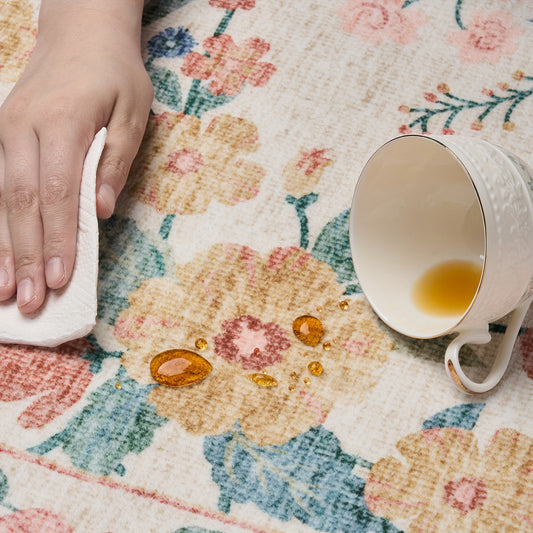 1pc Vintage Floral Mat - Non-Slip, Machine Washable Low Pile Runner for Kitchen, Living Room, Bedroom, Dining Room, Playroom - Boho Style 2x3 Entryway Mat, 2x6 Runner, 8x10 Large Area Indoor Mat - Kids & Pets Friendly In Beige, Green, Black & Pink