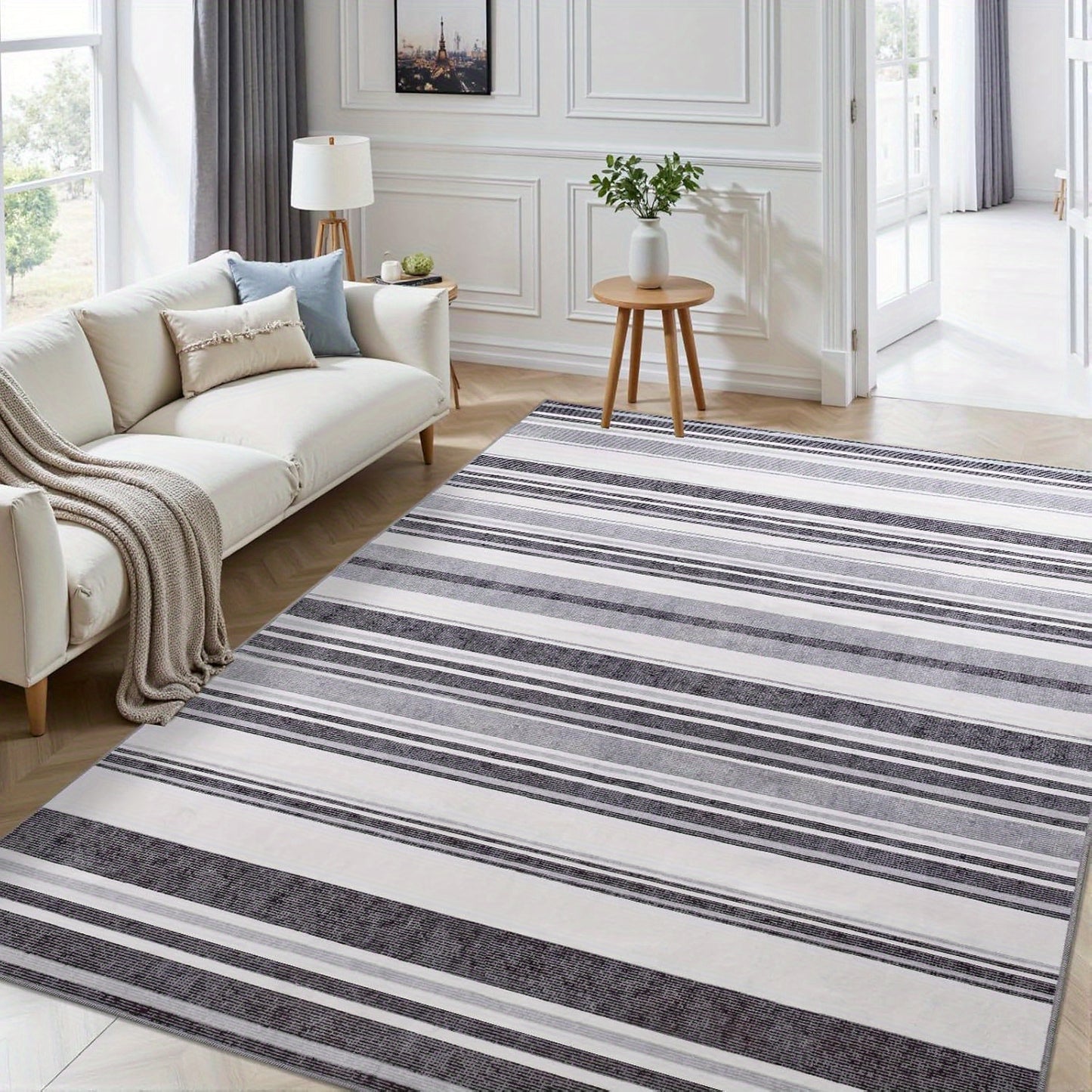 Area Mat, short pile striped vintage Mat, 5x8\u002F6×9 feet, red\u002Fgrey\u002Fblue\u002Fgreen, washable non-slip Mat, retro stripe print Mat, suitable for dining room, bedroom, wedding gift, home decor