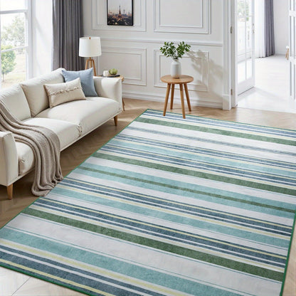 Area Mat, short pile striped vintage Mat, 5x8\u002F6×9 feet, red\u002Fgrey\u002Fblue\u002Fgreen, washable non-slip Mat, retro stripe print Mat, suitable for dining room, bedroom, wedding gift, home decor